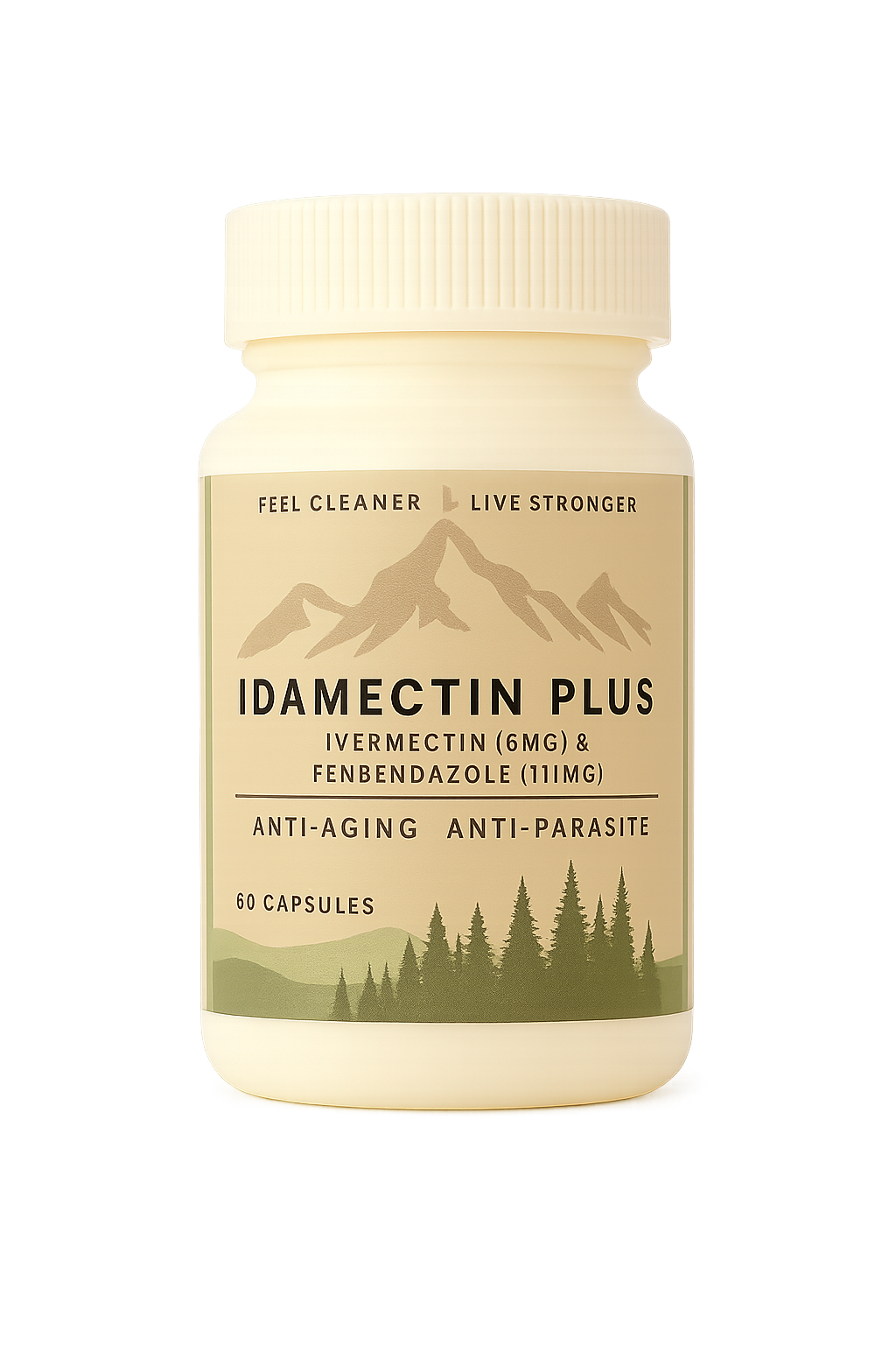 Bottle of Idamectin Plus capsules on a white background