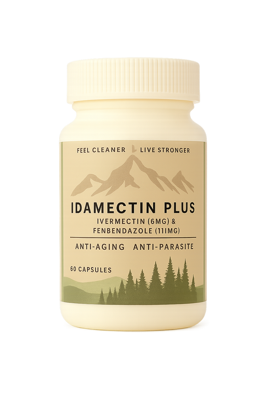 Bottle of Idamectin Plus capsules on a white background